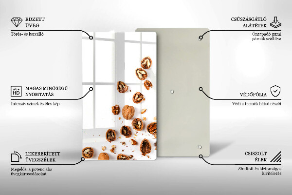 Protection pour plaque de cuisson Noix sur fond blanc