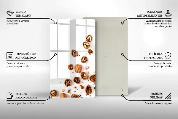Protection pour plaque de cuisson Noix sur fond blanc