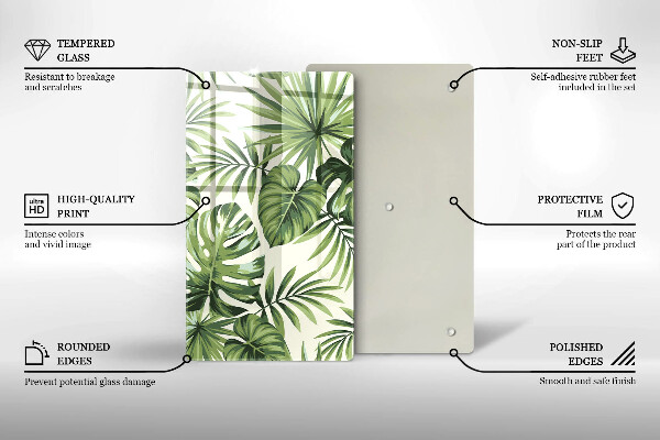 Protection pour plaque de cuisson Illustration de feuilles de Monstera