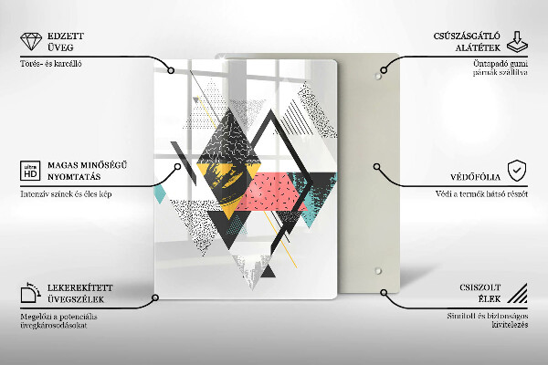 Planche à découper verre Triangles peints