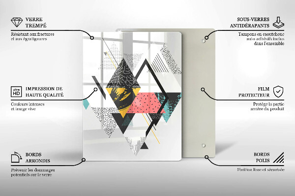 Planche à découper verre Triangles peints