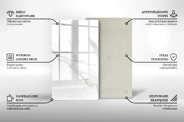 Planche à découper verre Marbre blanc délicat