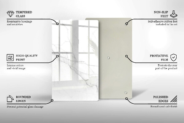 Planche à découper verre Marbre blanc délicat