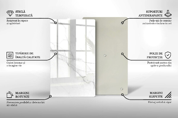 Planche à découper verre Marbre blanc délicat