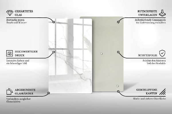 Planche à découper verre Marbre blanc délicat