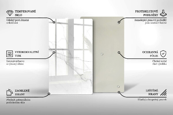 Planche à découper verre Marbre blanc délicat