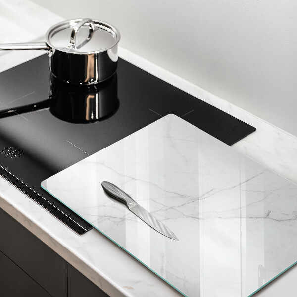 Planche à découper verre Marbre blanc délicat