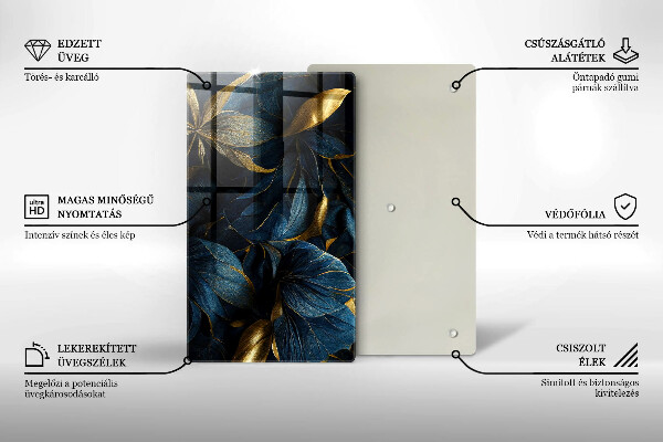 Protection pour plaque de cuisson Feuilles décoratives avec de l'or