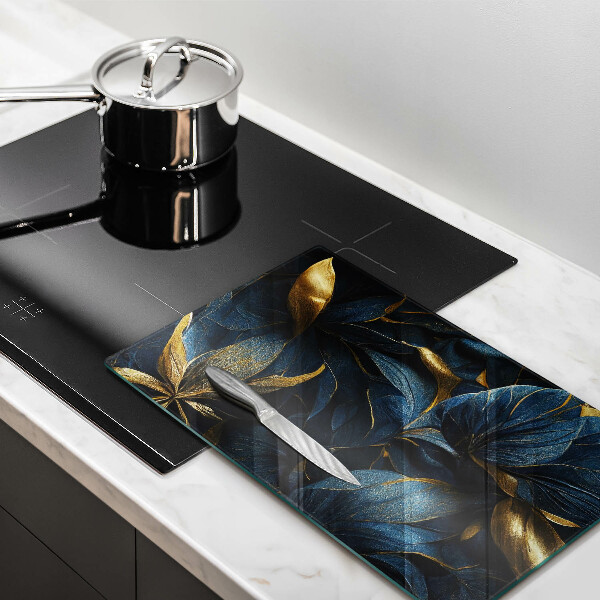 Protection pour plaque de cuisson Feuilles décoratives avec de l'or