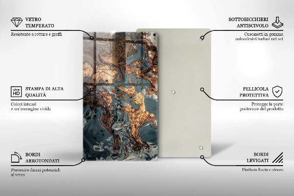 Protection pour plaque de cuisson Rocher décoratif avec de l'or