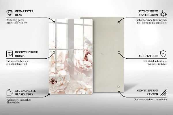 Protection pour plaque de cuisson Pivoines pastel