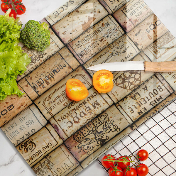 Planche à découper verre Bouchons de vin anciens
