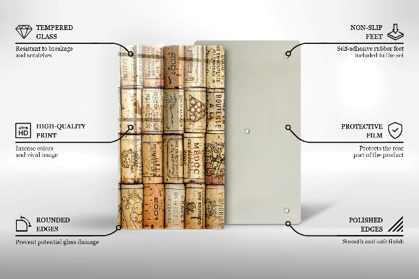 Planche à découper verre Bouchons de vin anciens