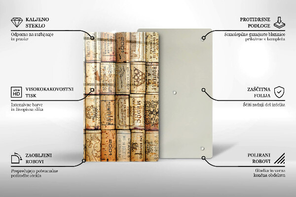 Planche à découper verre Bouchons de vin anciens