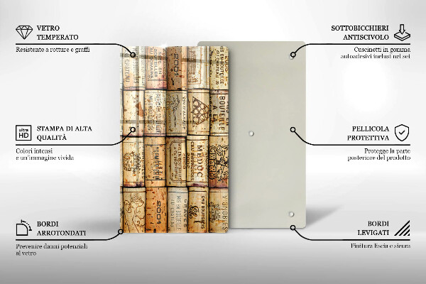 Planche à découper verre Bouchons de vin anciens