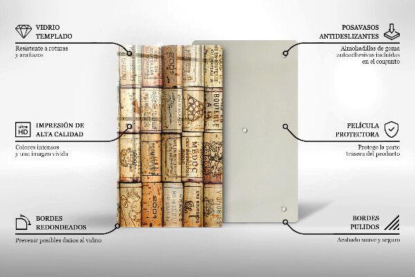 Planche à découper verre Bouchons de vin anciens