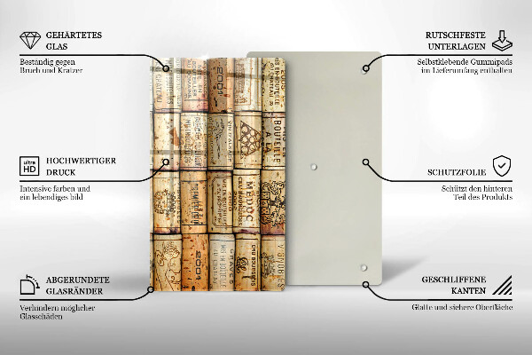 Planche à découper verre Bouchons de vin anciens