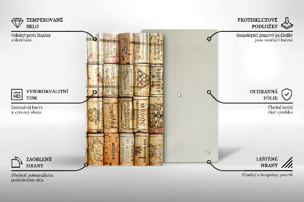 Planche à découper verre Bouchons de vin anciens