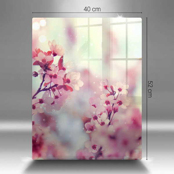 Planche à découper verre Fleurs roses printanières