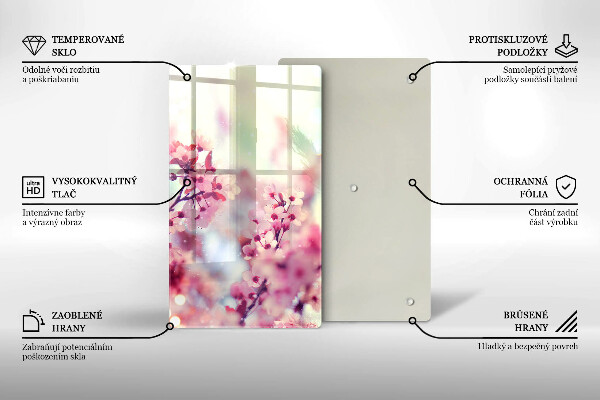 Planche à découper verre Fleurs roses printanières