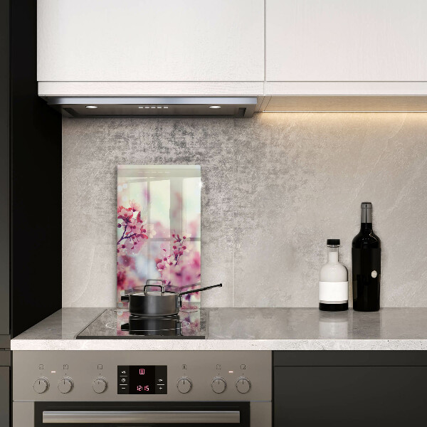 Planche à découper verre Fleurs roses printanières