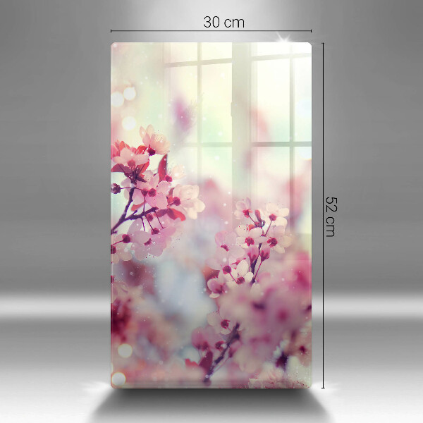 Planche à découper verre Fleurs roses printanières