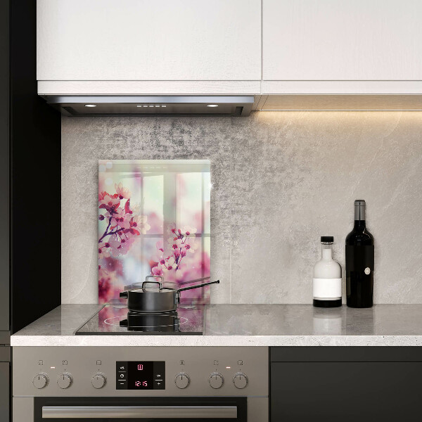 Planche à découper verre Fleurs roses printanières