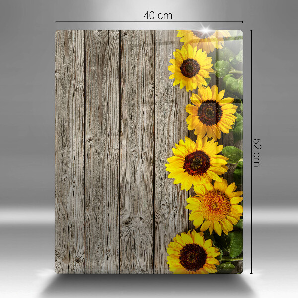 Planche à découper verre Tournesols sur planches