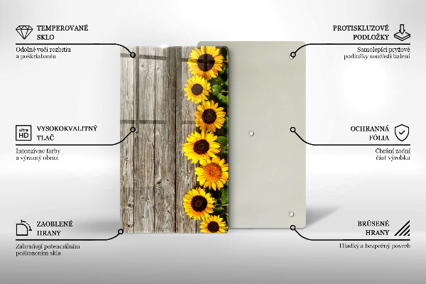 Planche à découper verre Tournesols sur planches