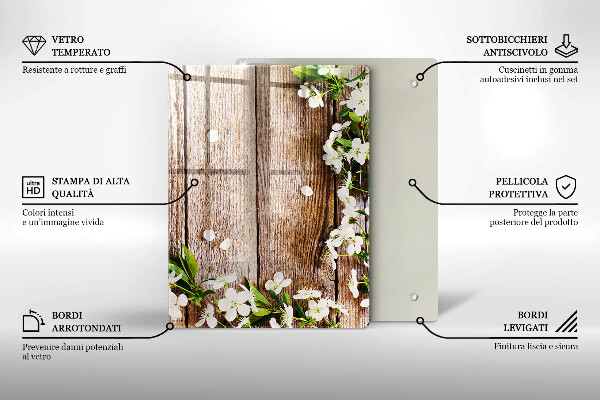 Planche à découper verre Tournesols sur planches