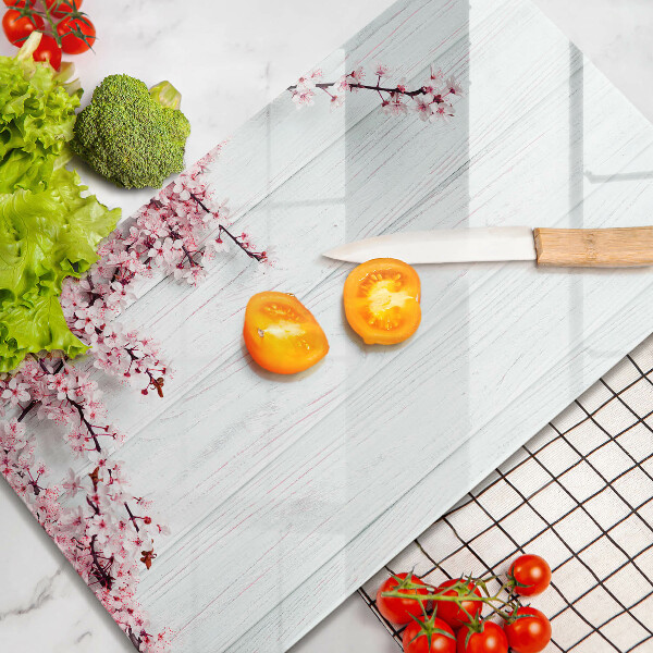 Planche à découper verre Des fleurs sur les planches