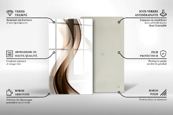 Planche à découper verre Lignes brunes abstraites