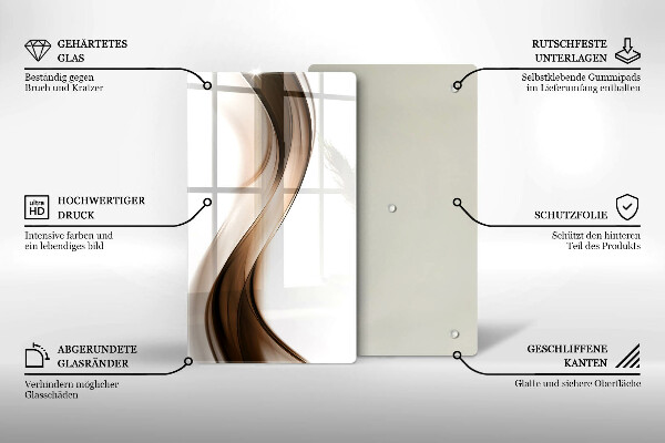 Planche à découper verre Lignes brunes abstraites