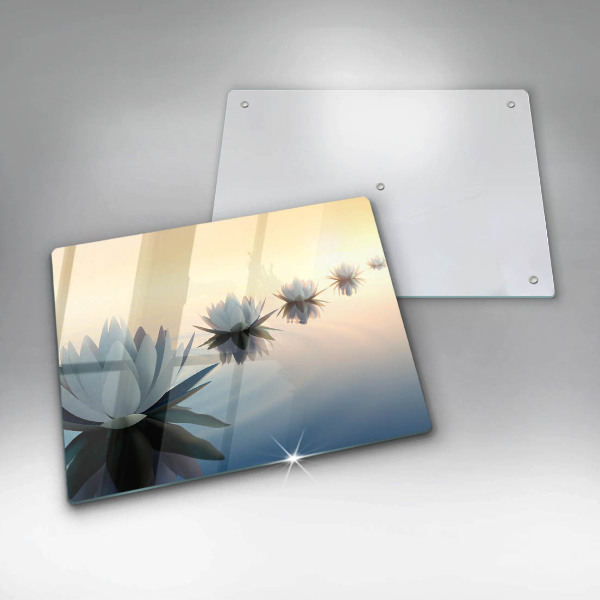 Protège plaque de cuisson Fleurs de lys sur l'eau
