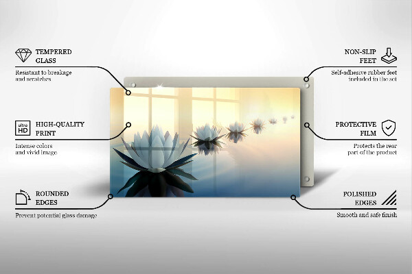 Protège plaque de cuisson Fleurs de lys sur l'eau