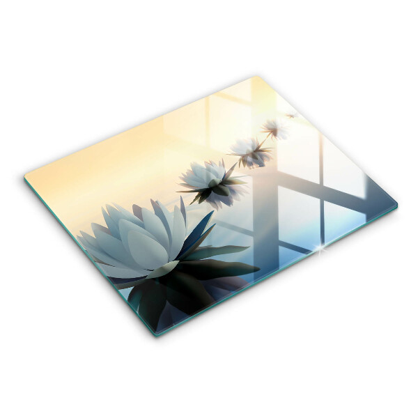 Protège plaque de cuisson Fleurs de lys sur l'eau