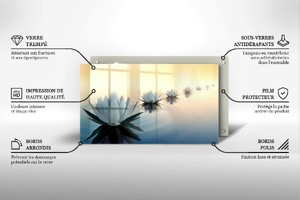 Protège plaque de cuisson Fleurs de lys sur l'eau