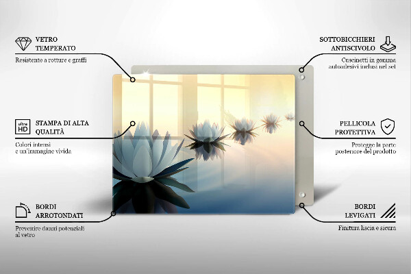 Protège plaque de cuisson Fleurs de lys sur l'eau