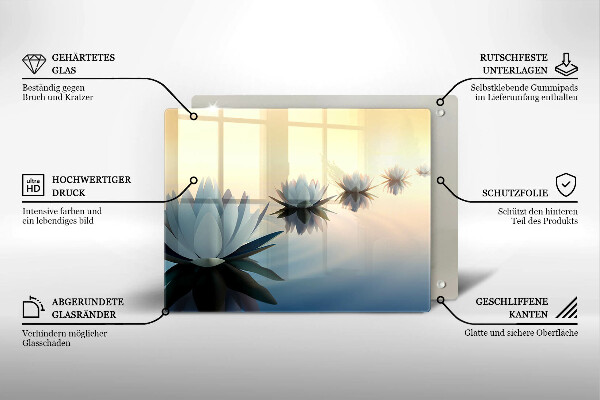 Protège plaque de cuisson Fleurs de lys sur l'eau