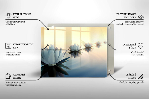 Protège plaque de cuisson Fleurs de lys sur l'eau