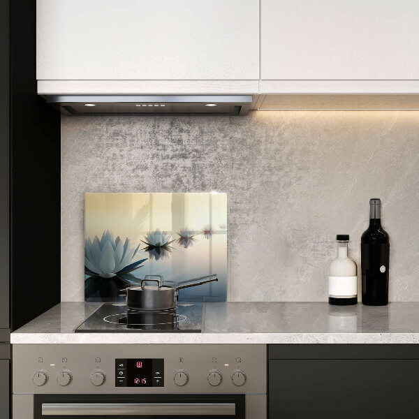 Protège plaque de cuisson Fleurs de lys sur l'eau