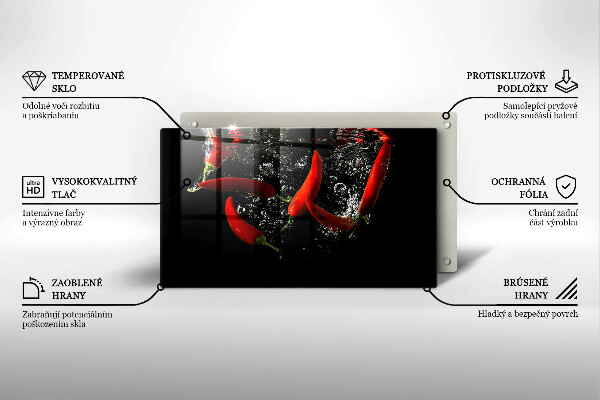 Protège plaque de cuisson Piments dans l'eau