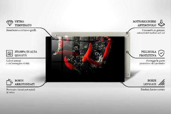 Protège plaque de cuisson Piments dans l'eau