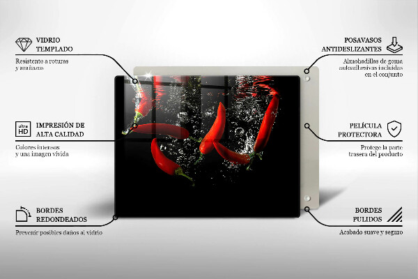 Protège plaque de cuisson Piments dans l'eau