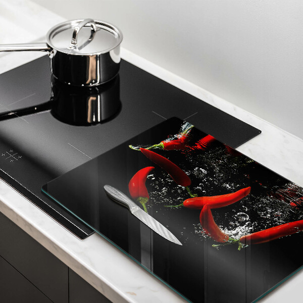 Protège plaque de cuisson Piments dans l'eau