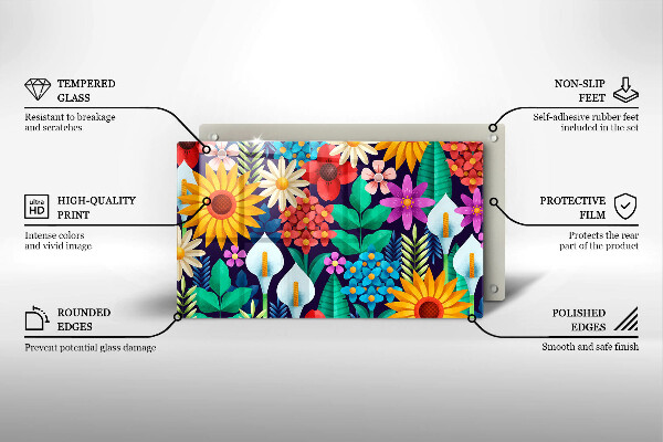 Protège plaque de cuisson Illustration de prairie de fleurs