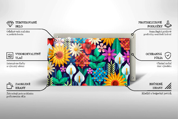 Protège plaque de cuisson Illustration de prairie de fleurs