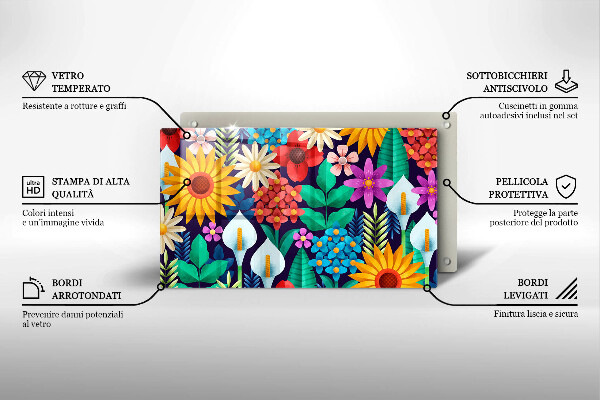 Protège plaque de cuisson Illustration de prairie de fleurs