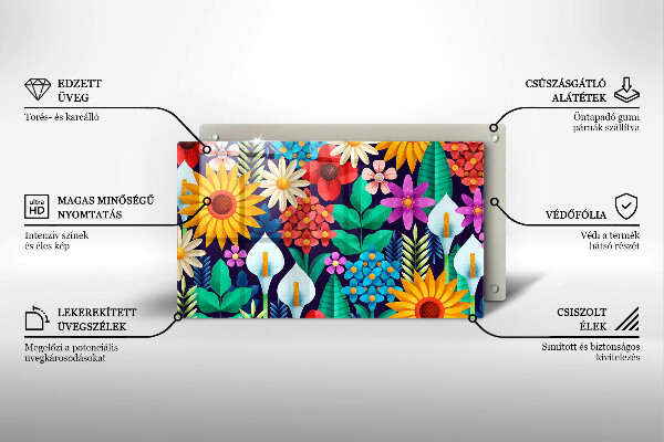 Protège plaque de cuisson Illustration de prairie de fleurs