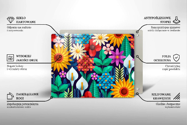 Protège plaque de cuisson Illustration de prairie de fleurs